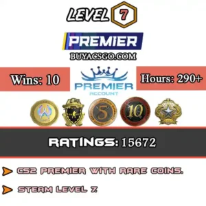 CS2 Premier Account [Ratings: 15,672 | 2018 Service Medal | 5 +10 Year Coins, LB, CSGO Badge]